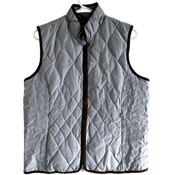 Outback Trading Down & Country Quilted Vest Jacket Zip Up Lined Western Gray M - Picture 1 of 4